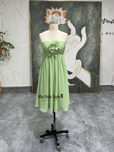 Short Sage Chiffon Bridesmaid Dress – misaislestyle