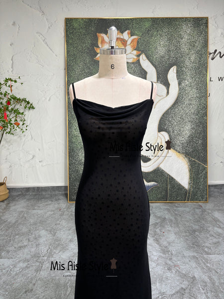Black Pleated Prom Dress With Spaghetti Straps SYP119 main image 0