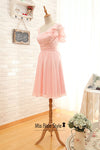 Knee Length Pink Bridesmaid Dress