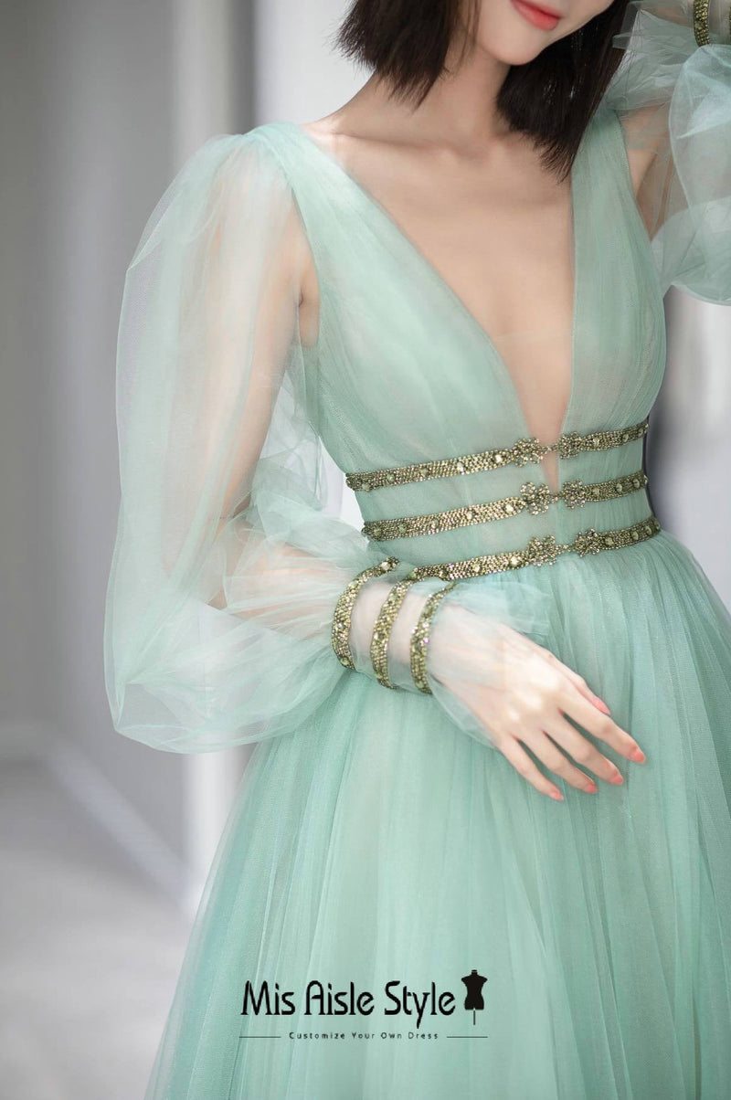 mint green prom gown