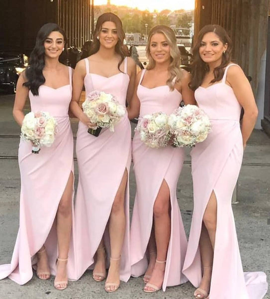 Blush Pink Satin Strapless Long Bridesmaid Dress PB130 – , 43% OFF