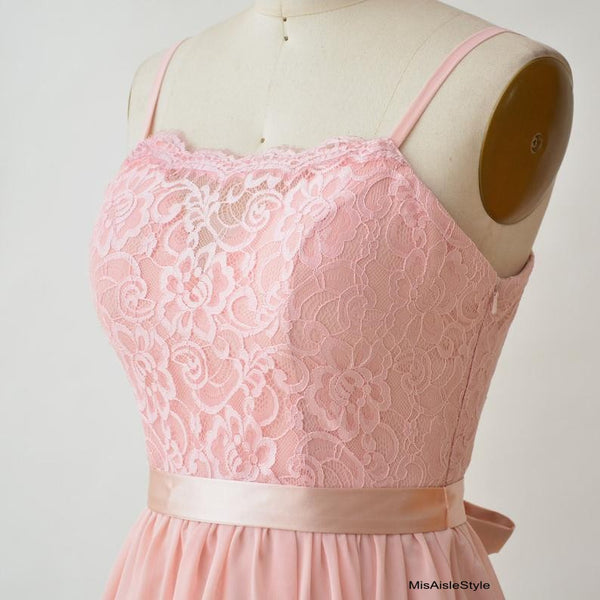 A line Straps Pearl Pink Bridesmaid Dress misaislestyle A line Straps Pearl Pink Bridesmaid Dress misaislestyle