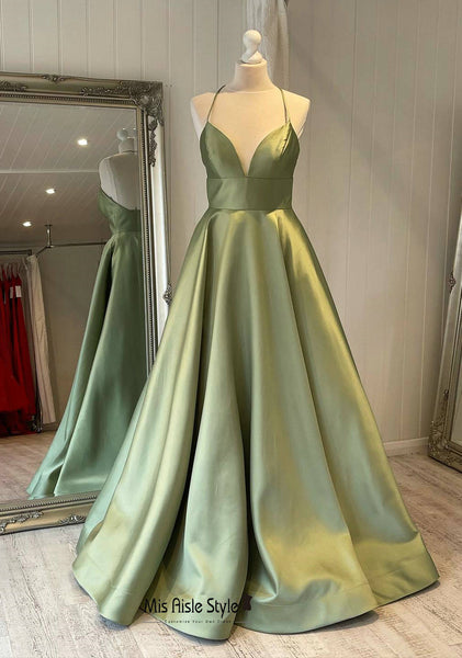 Long Sage Green Prom Dress – misaislestyle