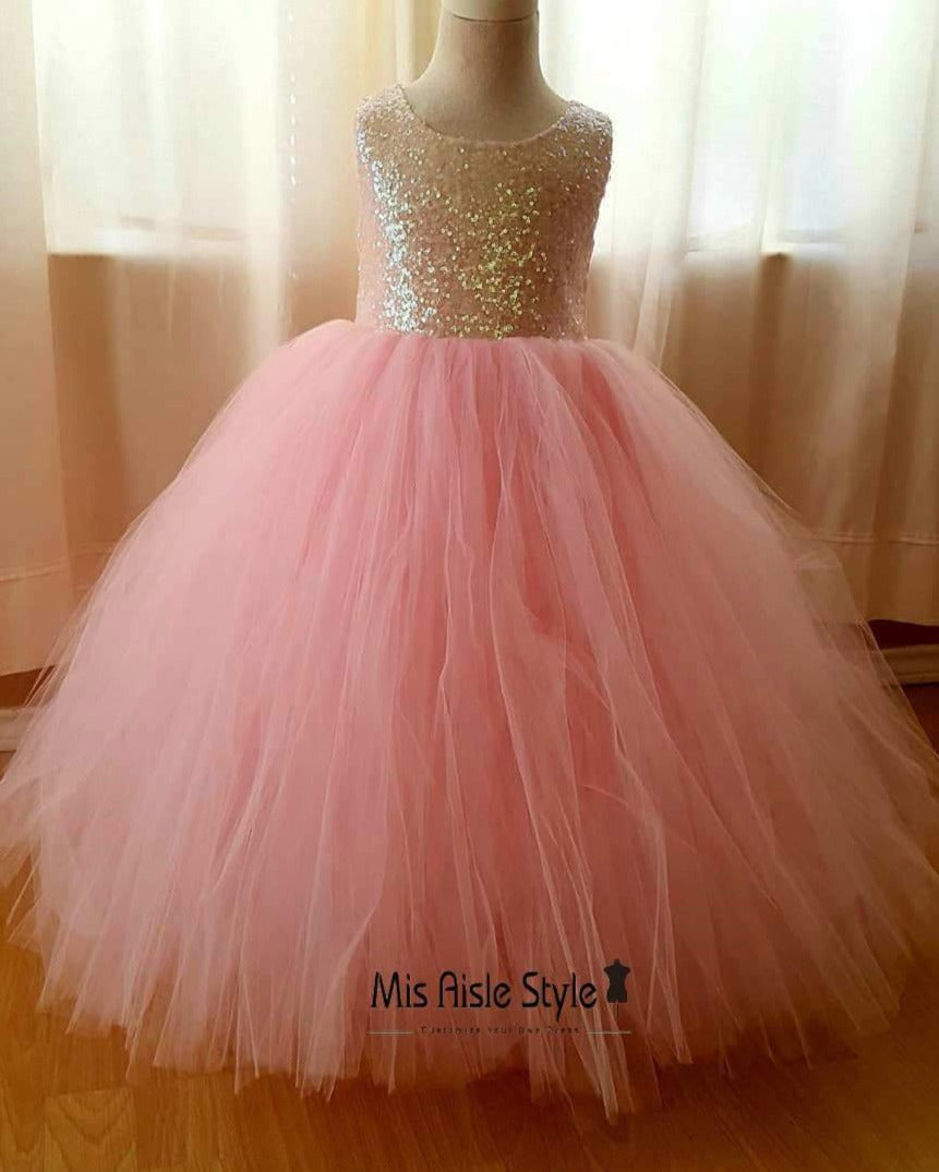 pink flower girl dress