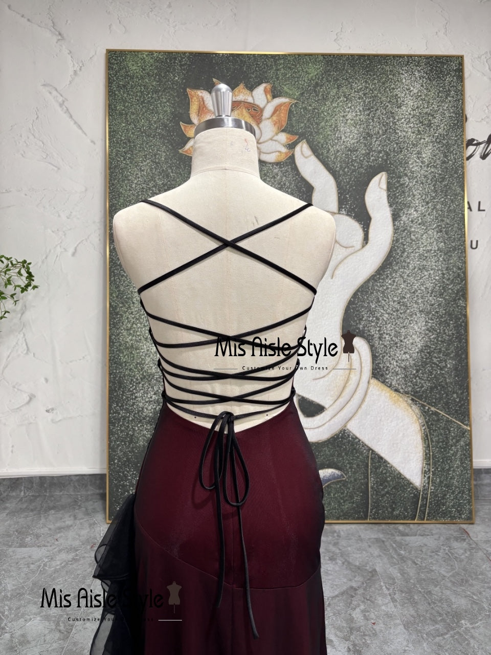 Vintage 90s Black And Red Prom Dress with Criss Cross Back – misaislestyle