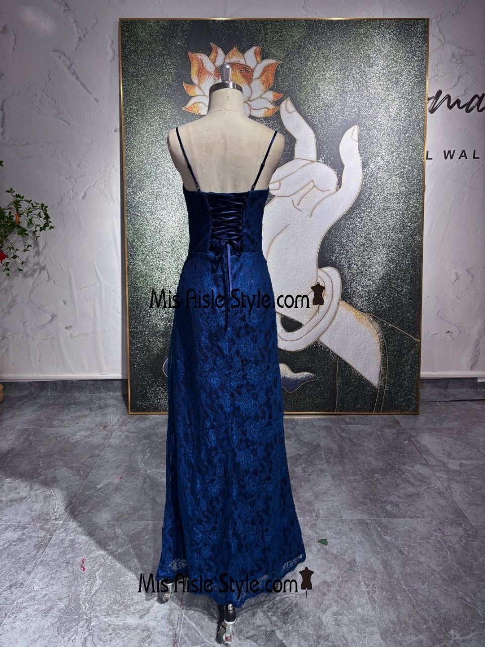 90S Navy Blue Prom Dress 
