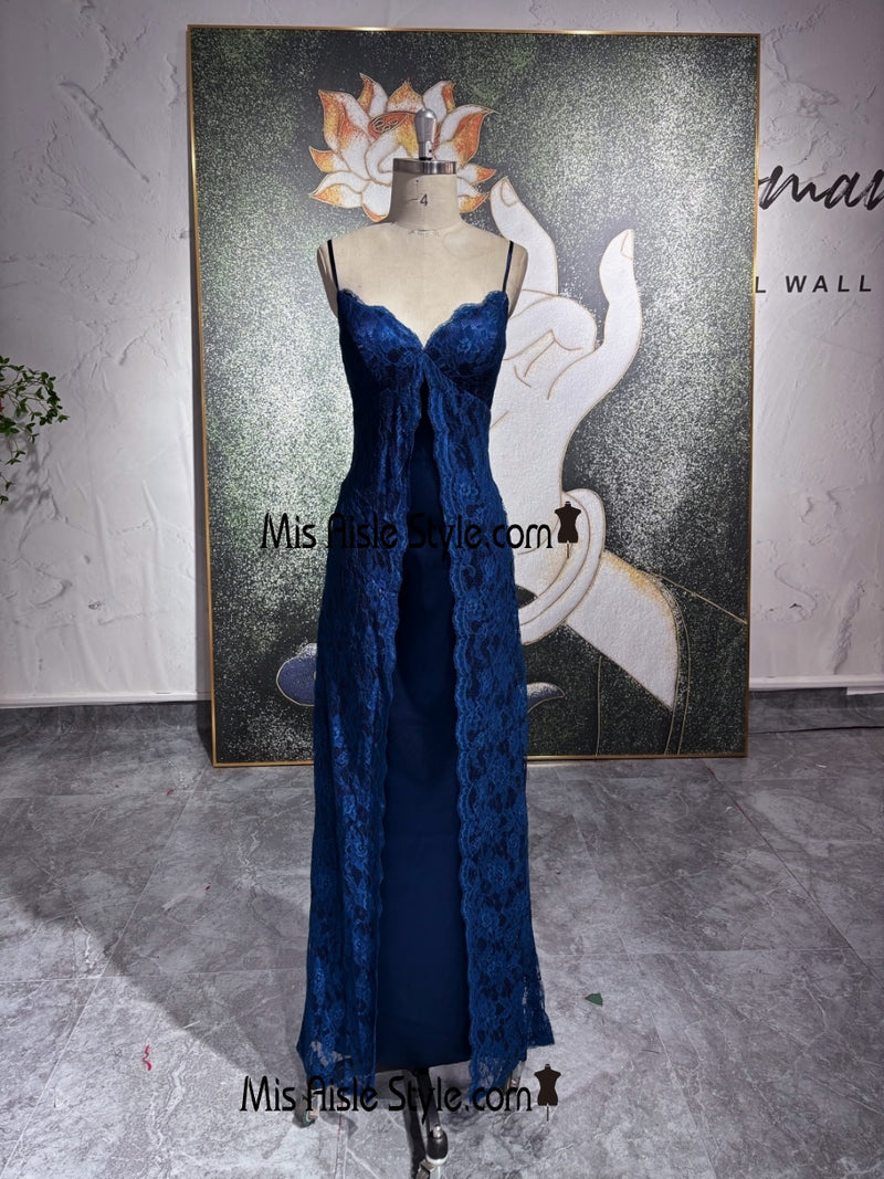 Vintage Navy Blue Prom Dress 