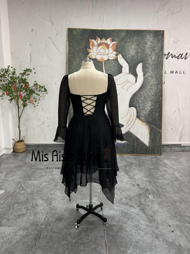 Long Sleeve Sparkle Homecoming Dress – misaislestyle