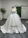 Ball Gown Beaded Lace Wedding Dress With Detachable Bow