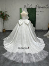 Ball Gown Lace Wedding Dress With Detachable Bow