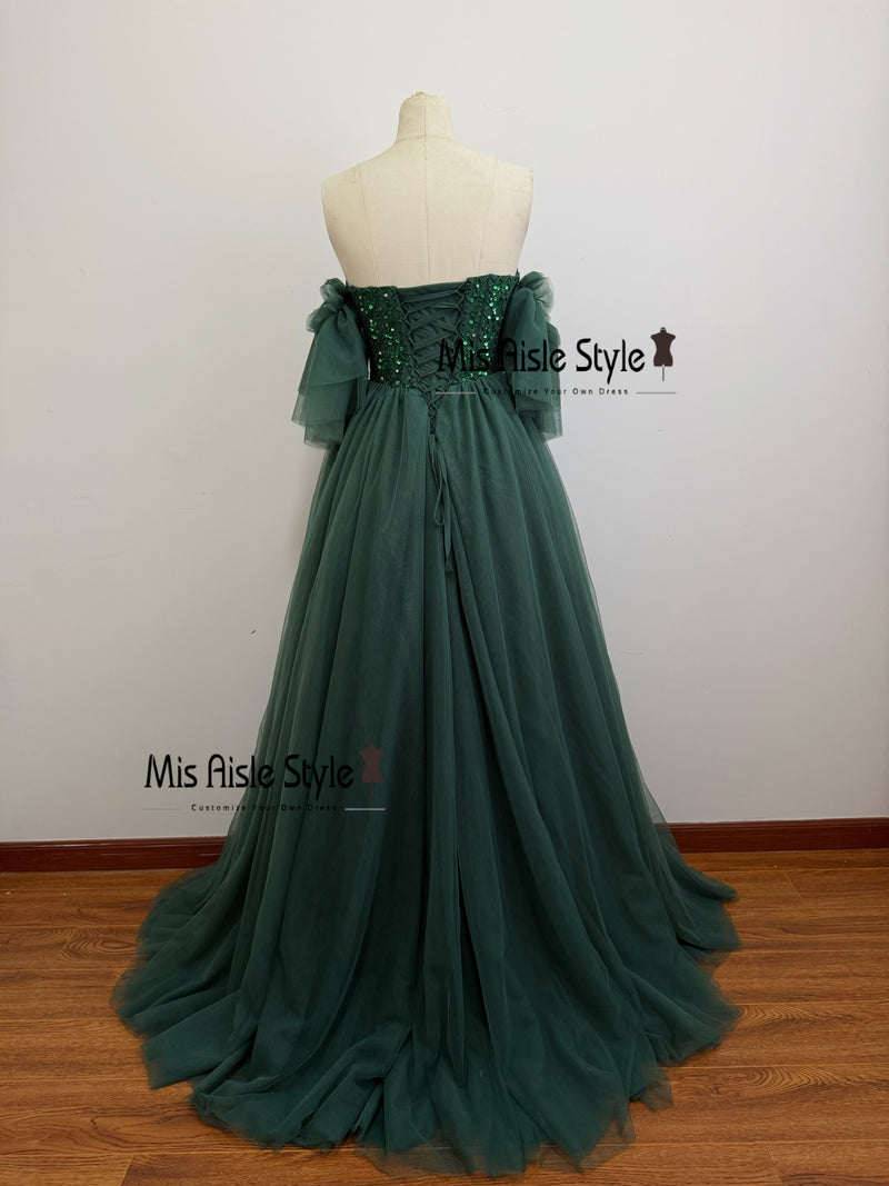 Ball Gown Prom Dress With Detachable Sleeve