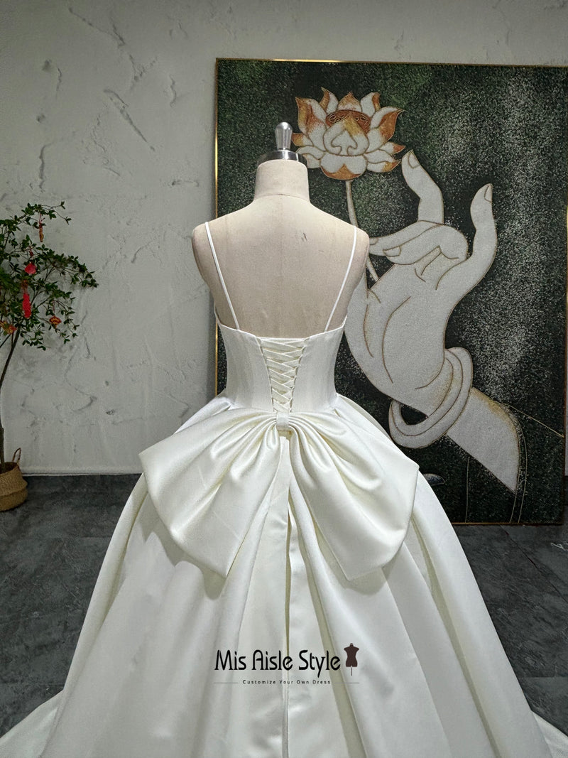 Satin Wedding Dress With Bow