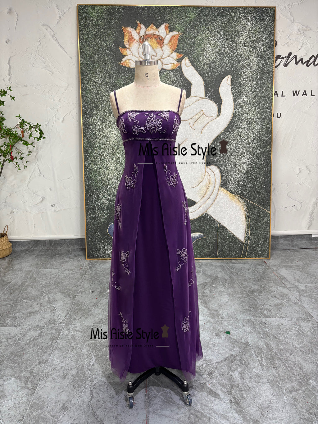 Beaded Purple 90s Prom Dress