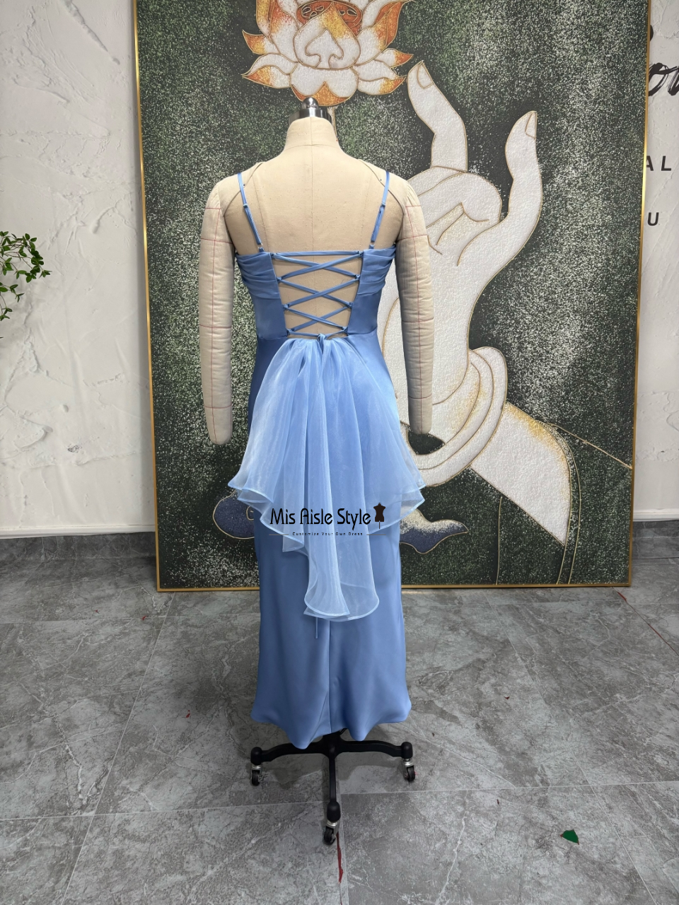 Vintage Blue Soft Satin Minimalist Prom Dress misaislestyle Vintage Blue Soft Satin Minimalist Prom Dress misaislestyle