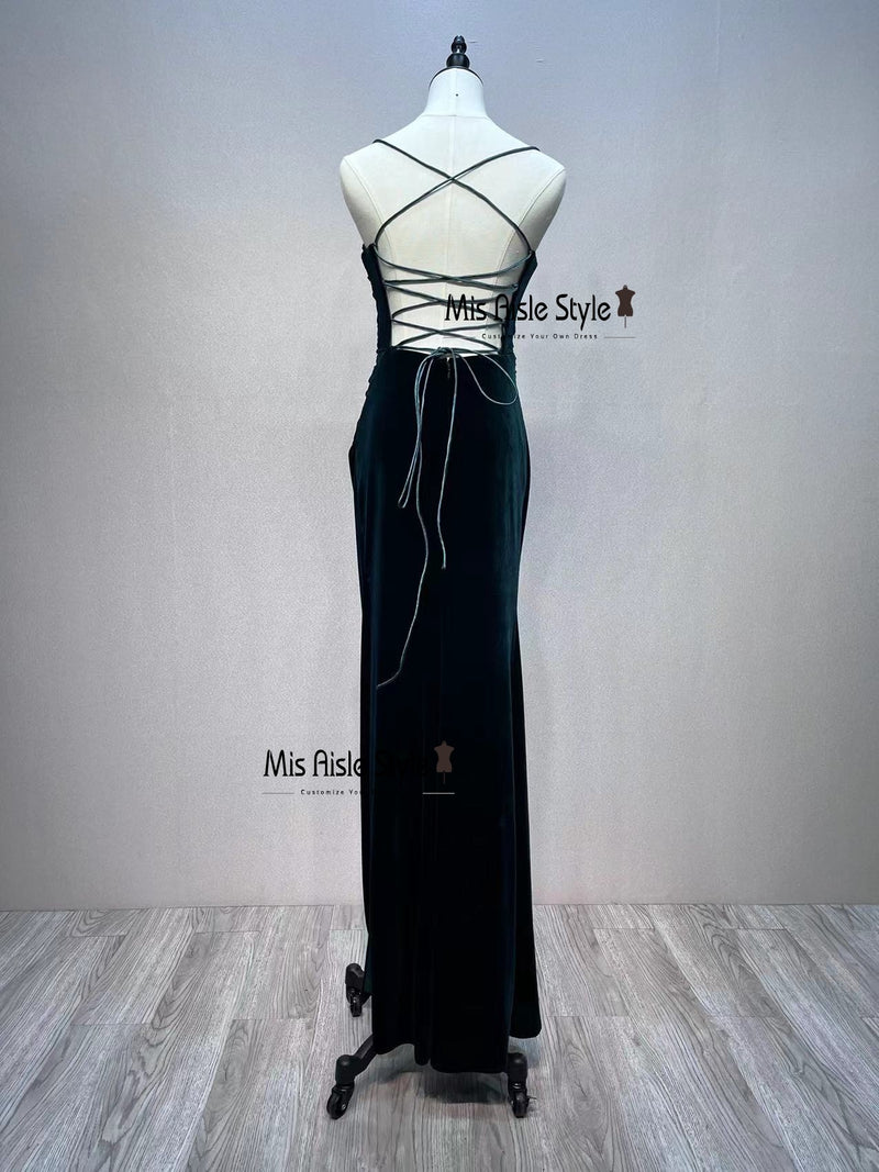 Sheath Vintage Velvet Prom Dress