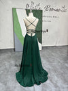 Criss Cross Back Green Prom Dress