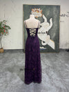Fitted Purple Formal Lace Party Dress