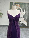 Fitted Purple Formal Lace Party Dress