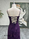 Fitted Purple Formal Lace Party Dress