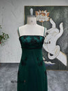 Vintage Square Neckline Beaded Green 2000S Prom Dress