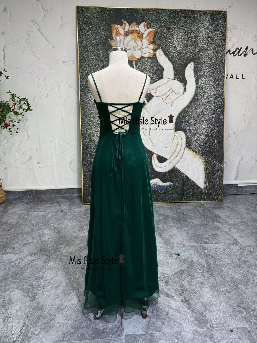 Vintage Square Neckline Beaded Green 2000S Prom Dress