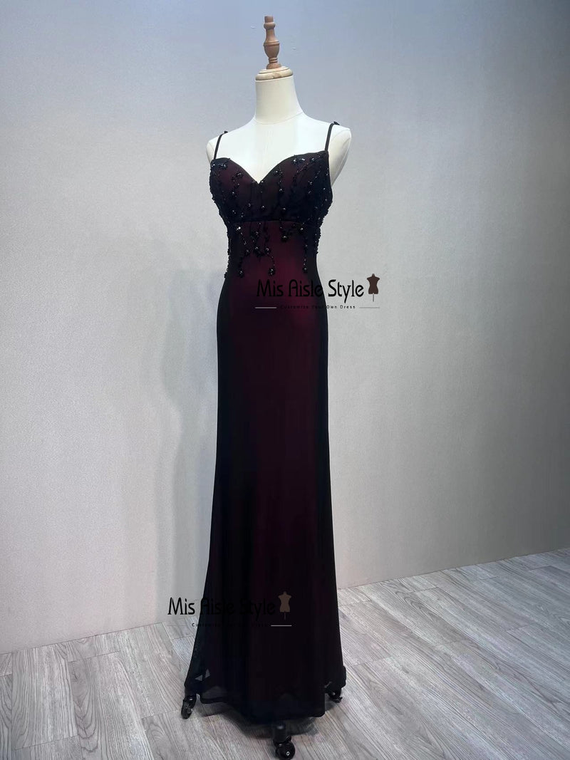 Beaded Black And Red Prom Dress