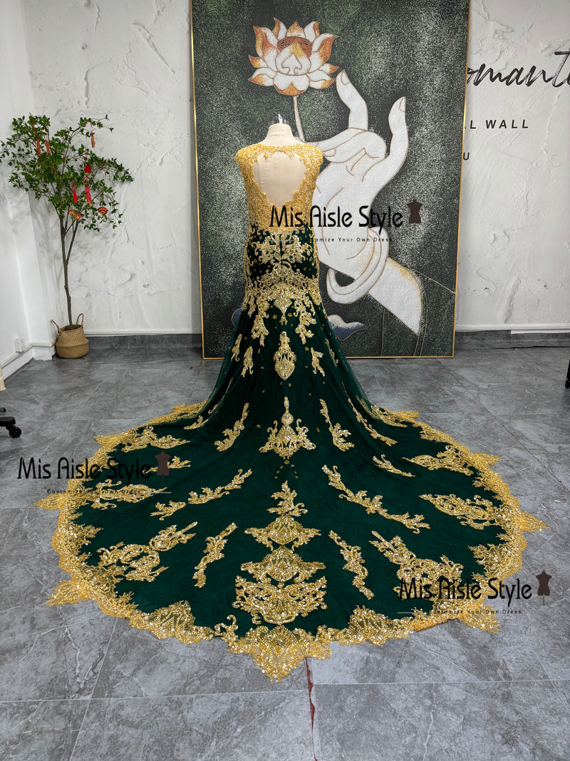 Gold And Green Wedding Dress
