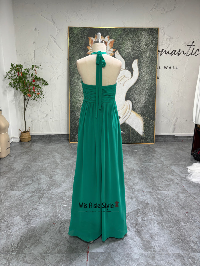 emerald chiffon bridesmaid dress Green Halter Neck Ruched – misaislestyle LOFT Ann Taylor Black Color:Pink & Purple Dungarees Roots Duntery Line skirt with a