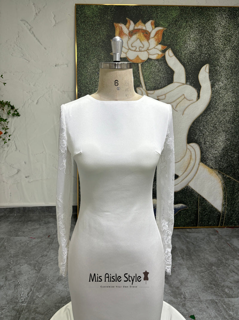 Long Lace Sleeve Wedding Dress