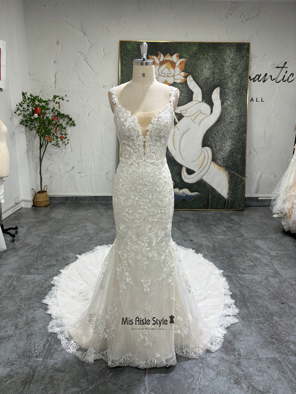 Mermaid V-back Lace Sexy Wedding Dress