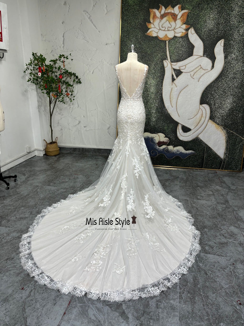 Mermaid V-back Lace Sexy Wedding Dress