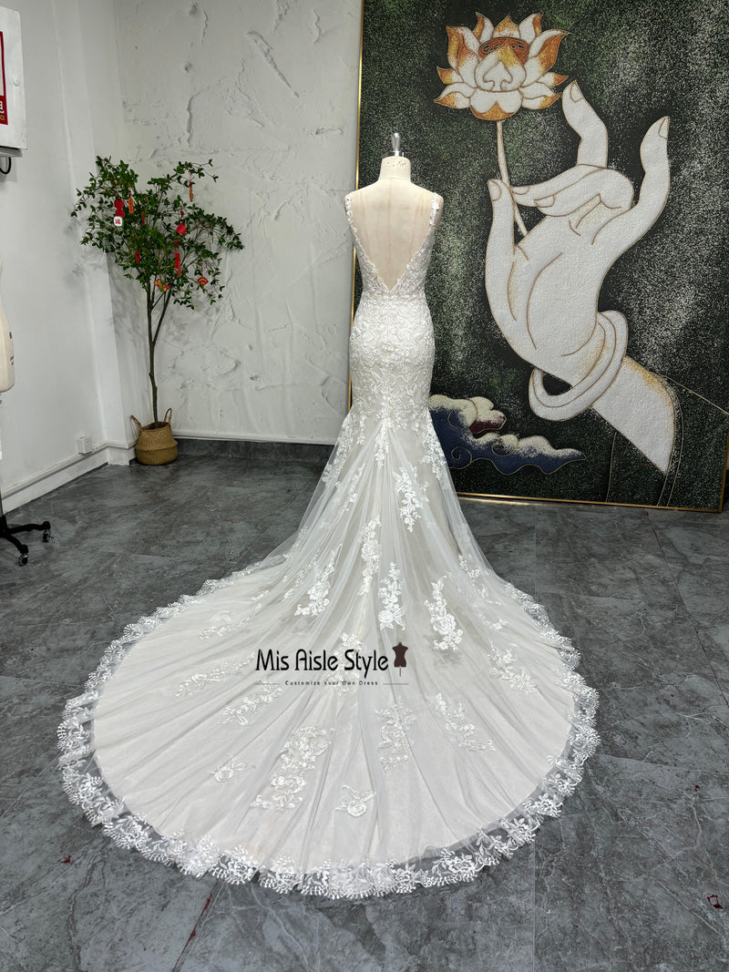 Mermaid V-back Lace Sexy Wedding Dress