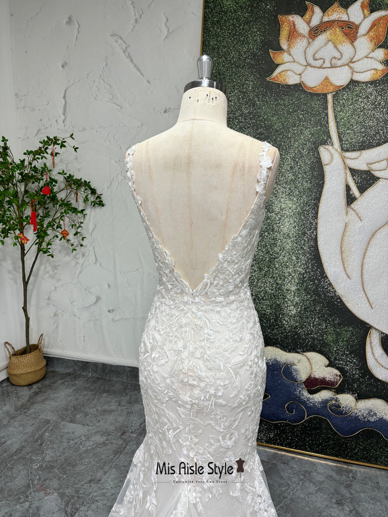 Mermaid V-back Lace Sexy Wedding Dress