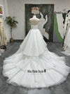 Off Shoulder Tiered Skirt Wedding Dress With Detachable Beaded Bandeau