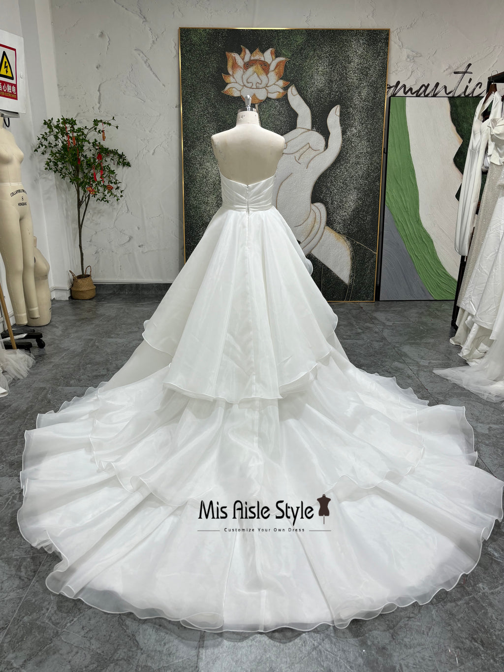 Off Shoulder Tiered Skirt Wedding Dress With Detachable Beaded Bandeau
