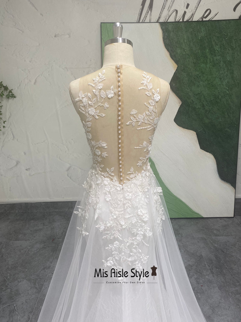 Illusion Back Summer Wedding Dress
