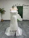 Illusion Fitted Off Shoulder Long Sleeve Lace Summer Wedding Dress