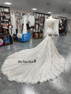 Long Sleeve Colorful Wedding Dress With Train