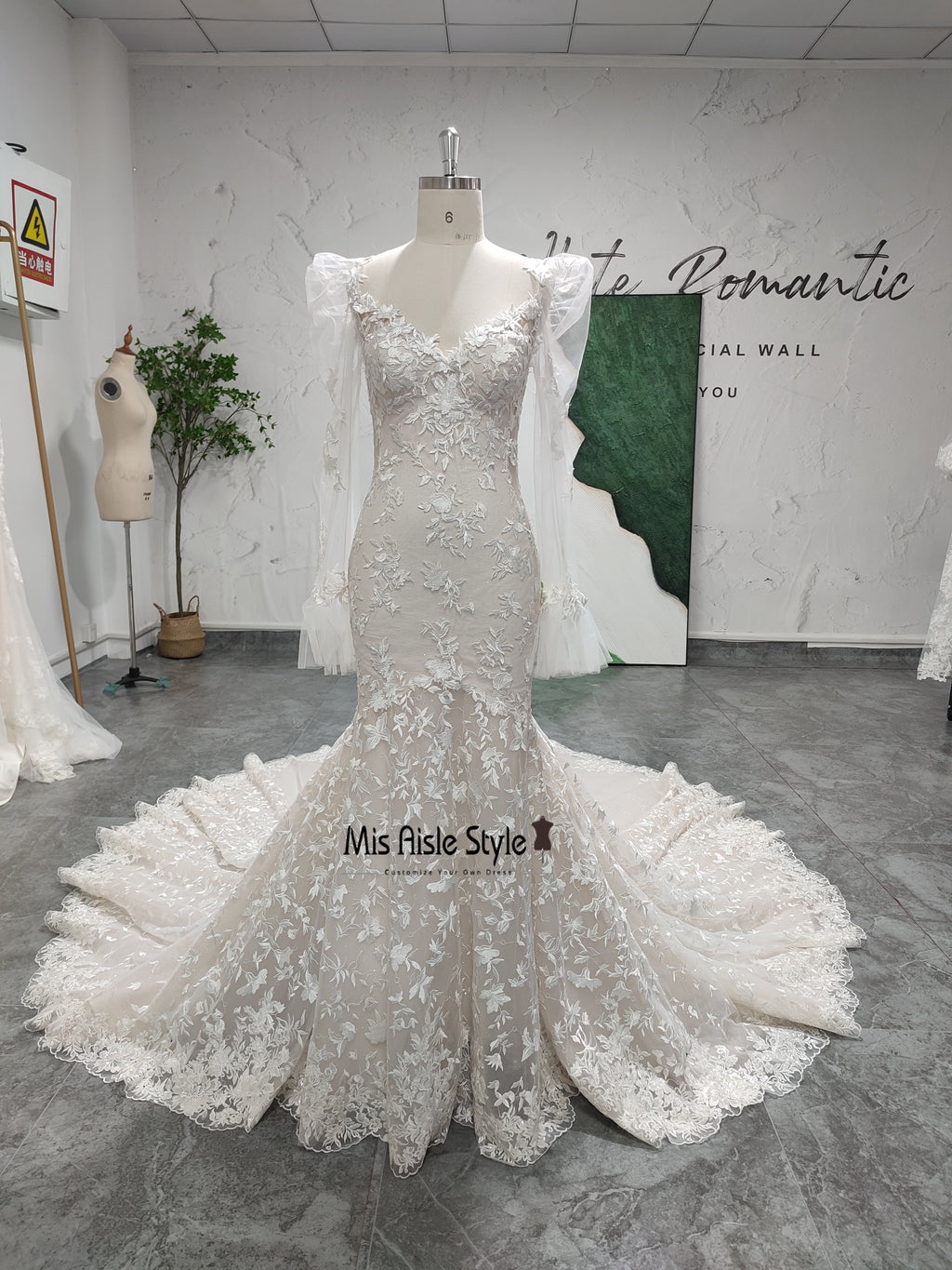 Mermaid Long Sleeve Colorful Wedding Dress