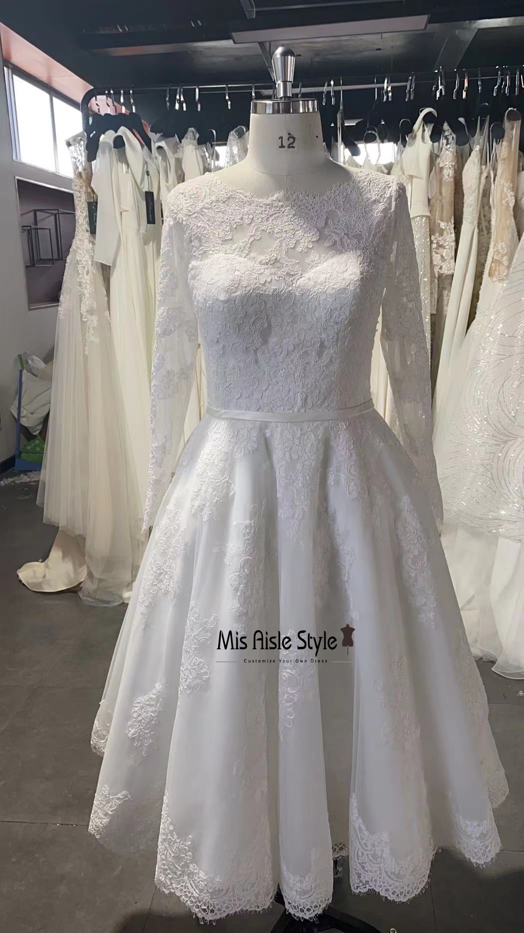 Informal Vintage Short Wedding Dress misaislestyle Informal Vintage Short Wedding Dress misaislestyle