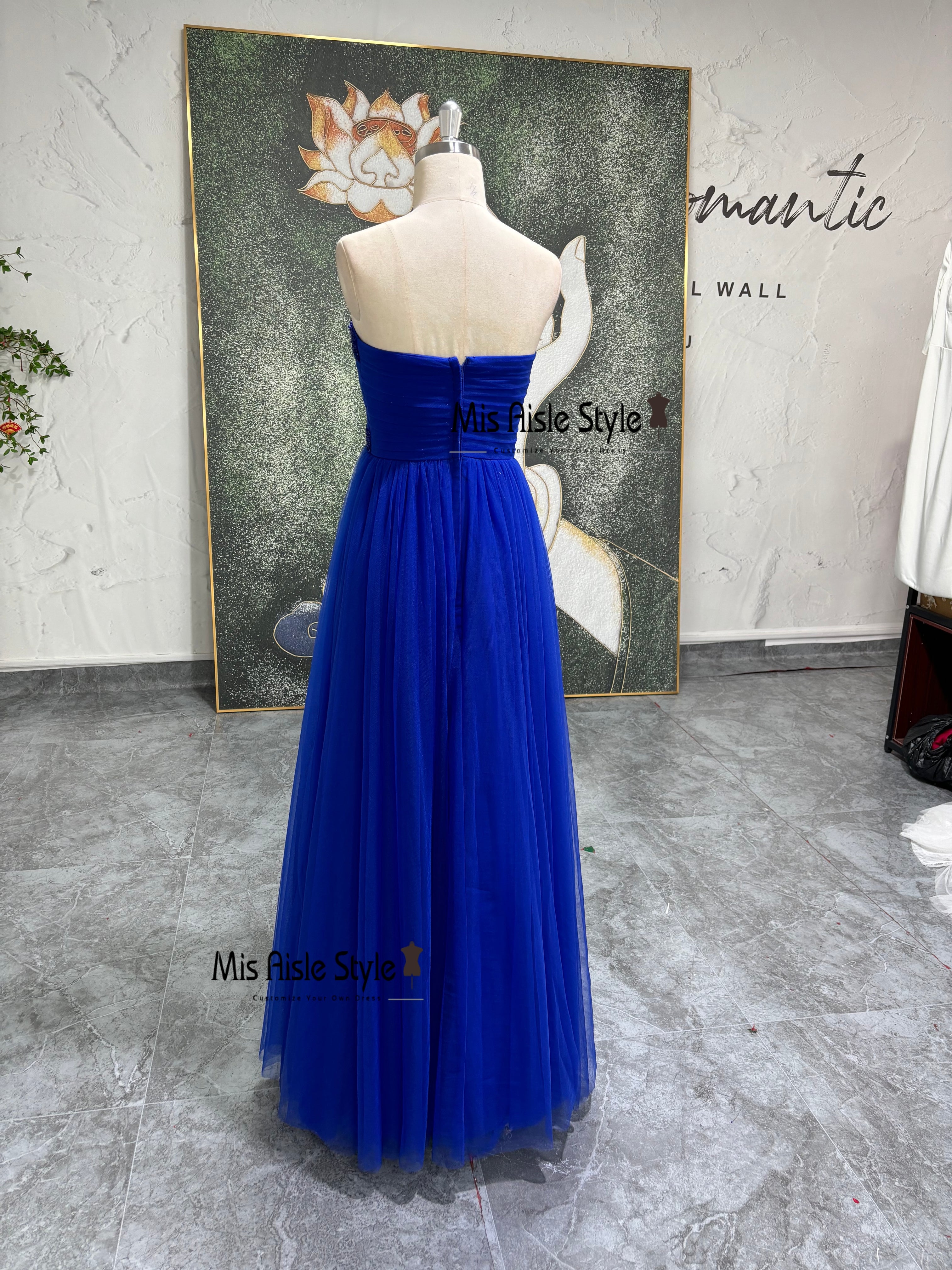 Beaded Royal Blue Bridesmaid Dress – misaislestyle