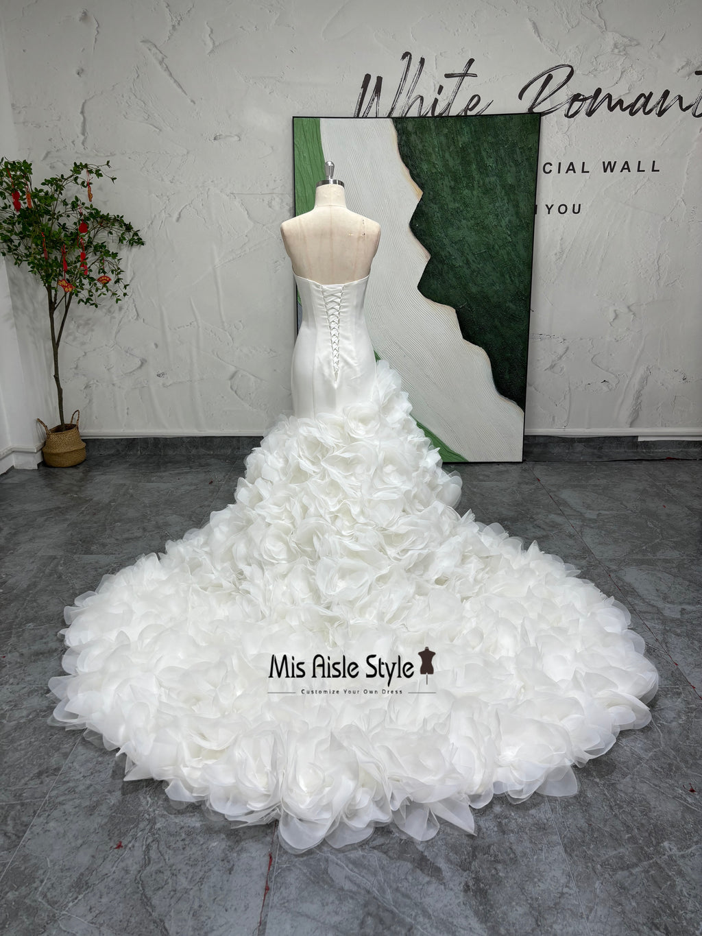 Luxury Wedding Dress With Floral Skirt