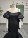 Mermaid Off Shoulder Puffy Sleeve Black Party Dress