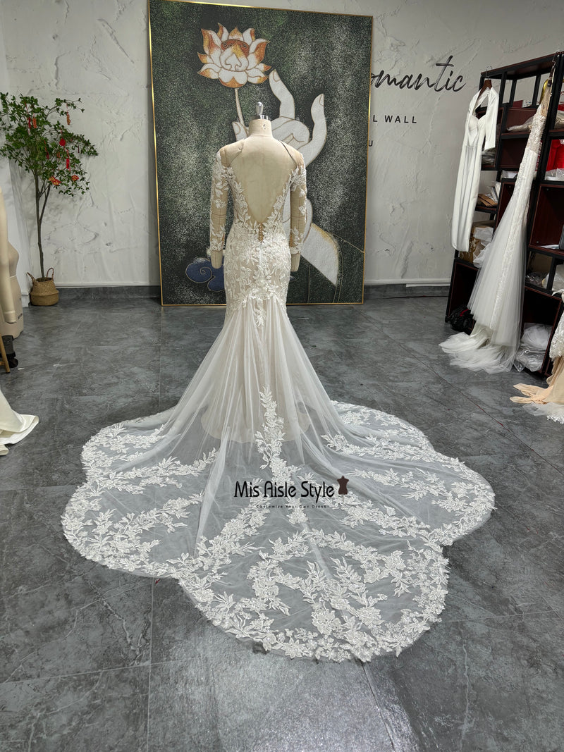 Low Back Lace Mermaid Wedding Dress
