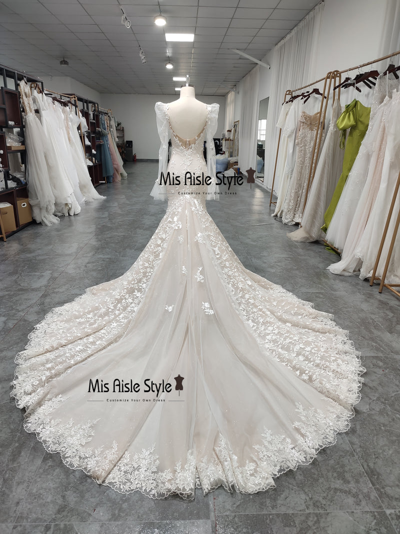 Mermaid Long Sleeve Lace Wedding Dress