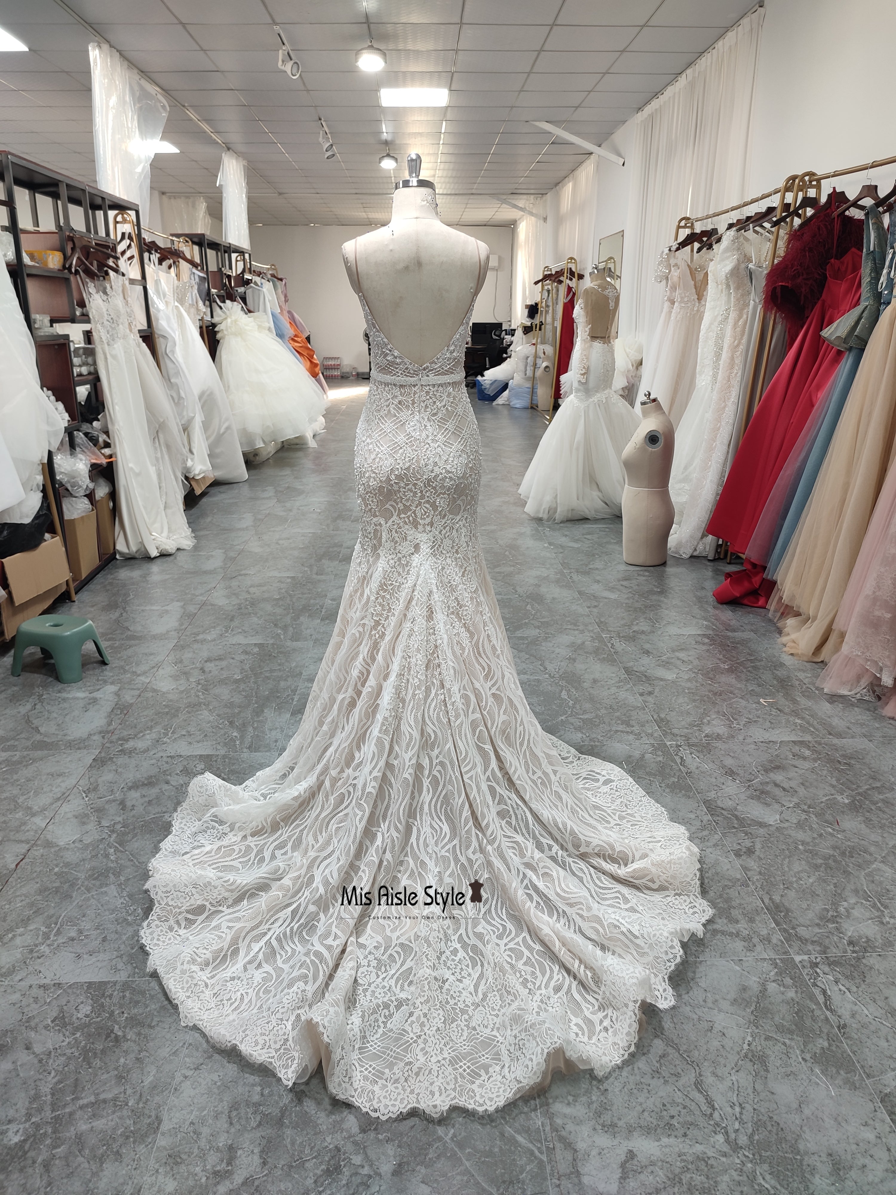 wedding dress mermaid low back Fit And Flare Lace Beaded – misaislestyle Fall Layering Piece Abercrombie & Fitch eyelet Worry Return Color:BLACK MULTI