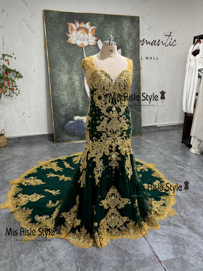 Colorful Plus Size Lace Wedding Dress