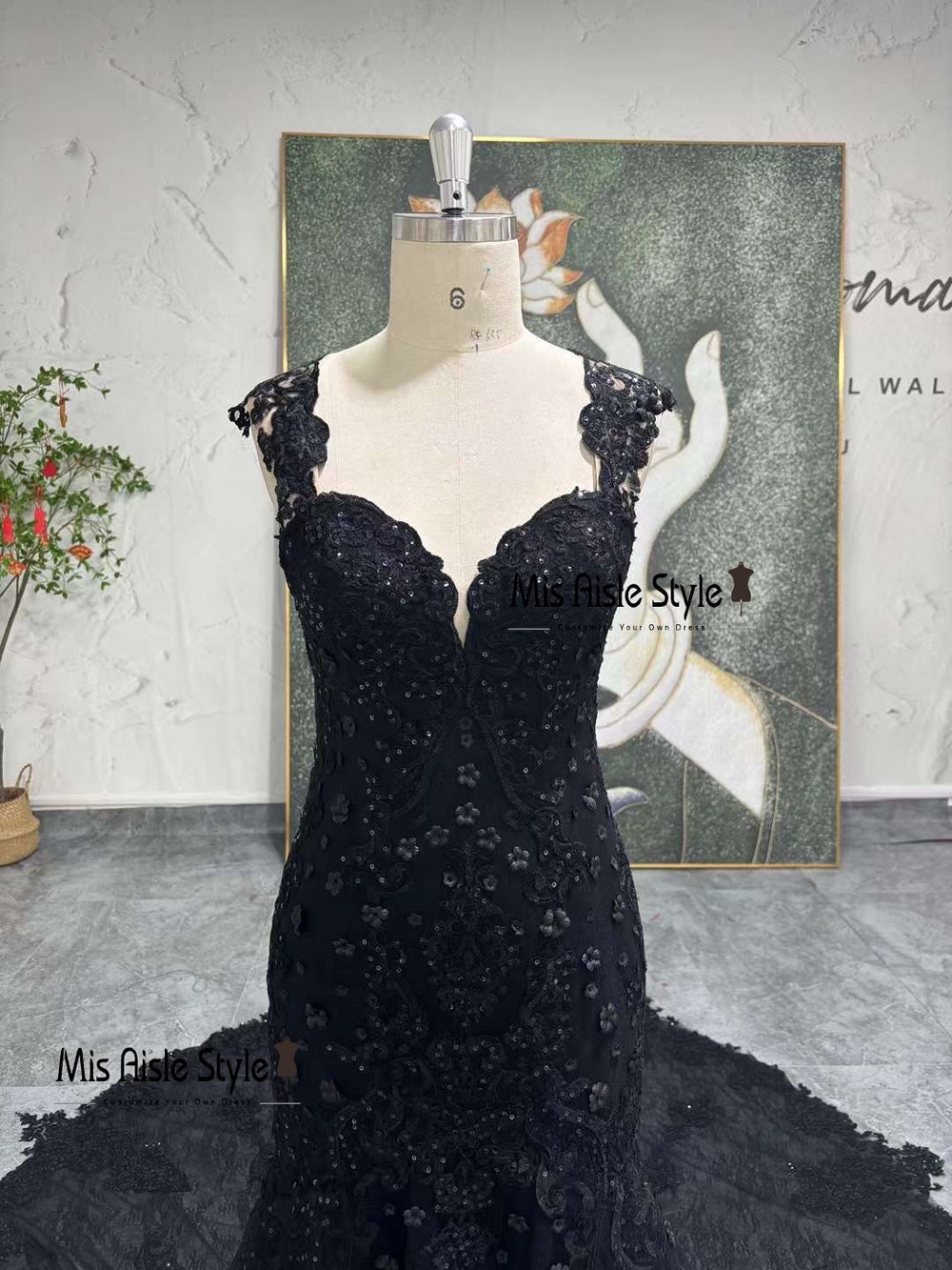 Mermaid Sexy Back Black Lace Wedding Dress – misaislestyle