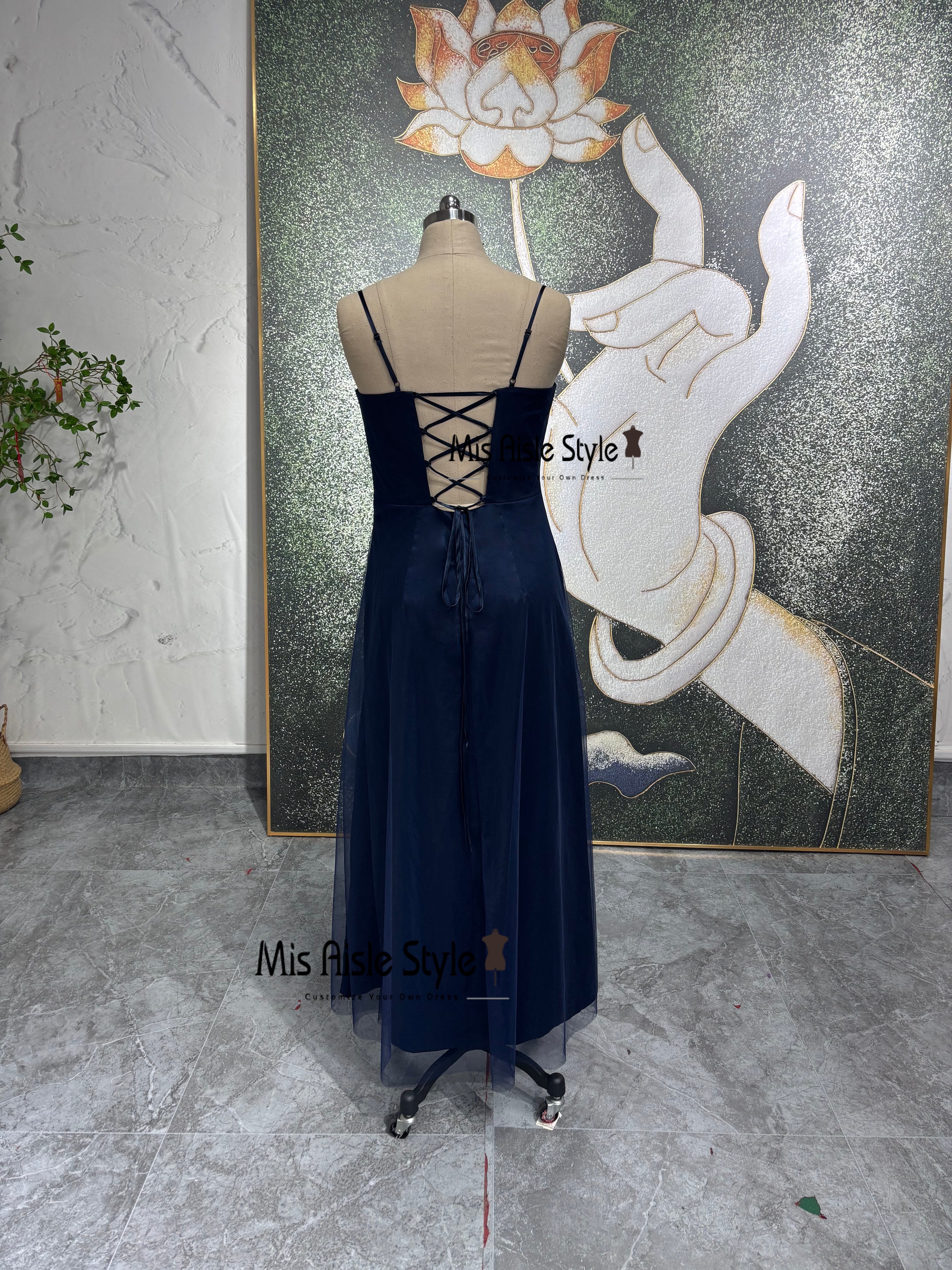 Vintage Beaded Navy Blue 90s Party Dress misaislestyle Vintage Beaded Navy Blue 90s Party Dress misaislestyle