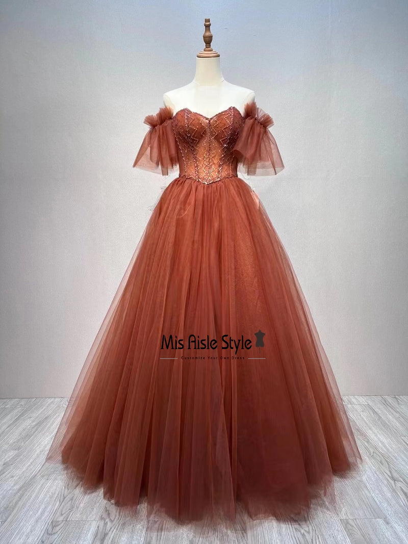 Ball Gown Prom Dress With Detachable Sleeve